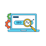 seo icon showing a laptop with a magnifying glass