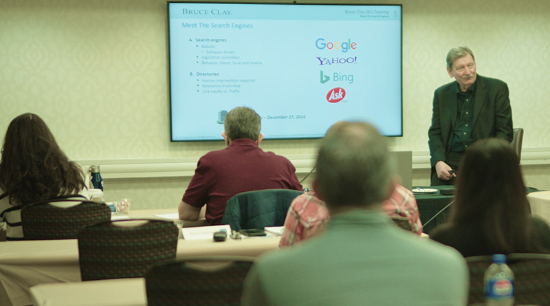 Bruce Clay conducting SEO training.